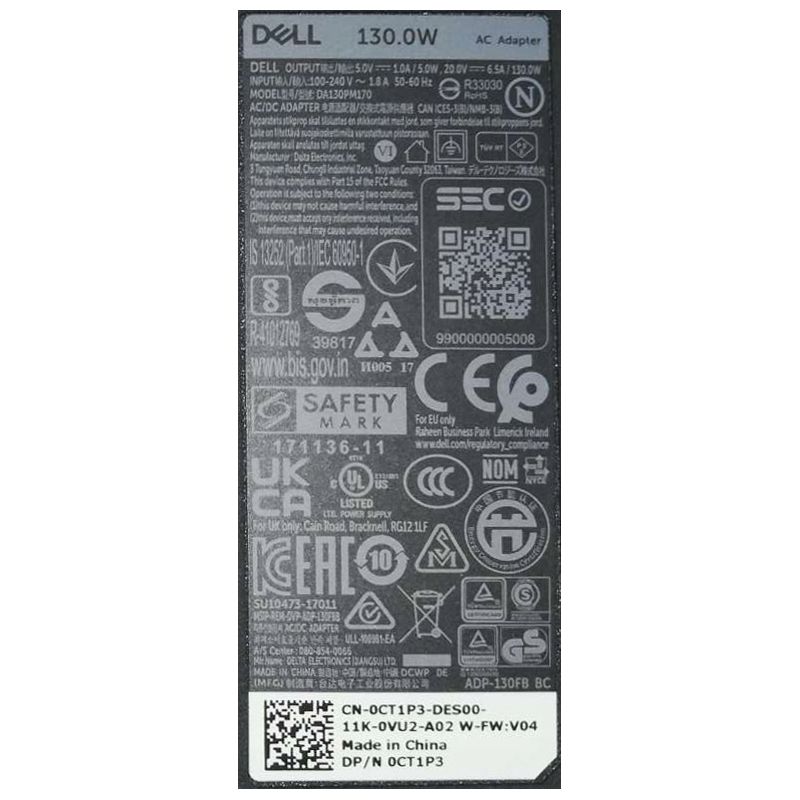 ORYGINALNY ZASILACZ DELL 130W 20V 6.5A USB-C XPS