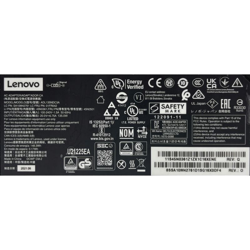 NOWY Zasilacz LENOVO 20V 6.75A SLIM TIP 135W