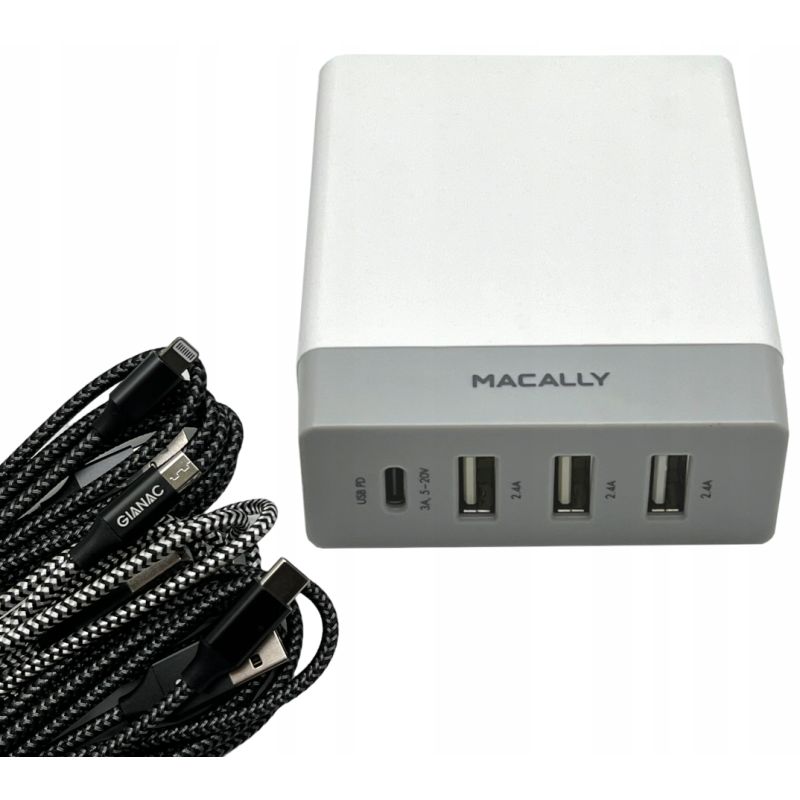 Zestaw ładowarka zasilacz MACALLY 72W USB-C PD QC