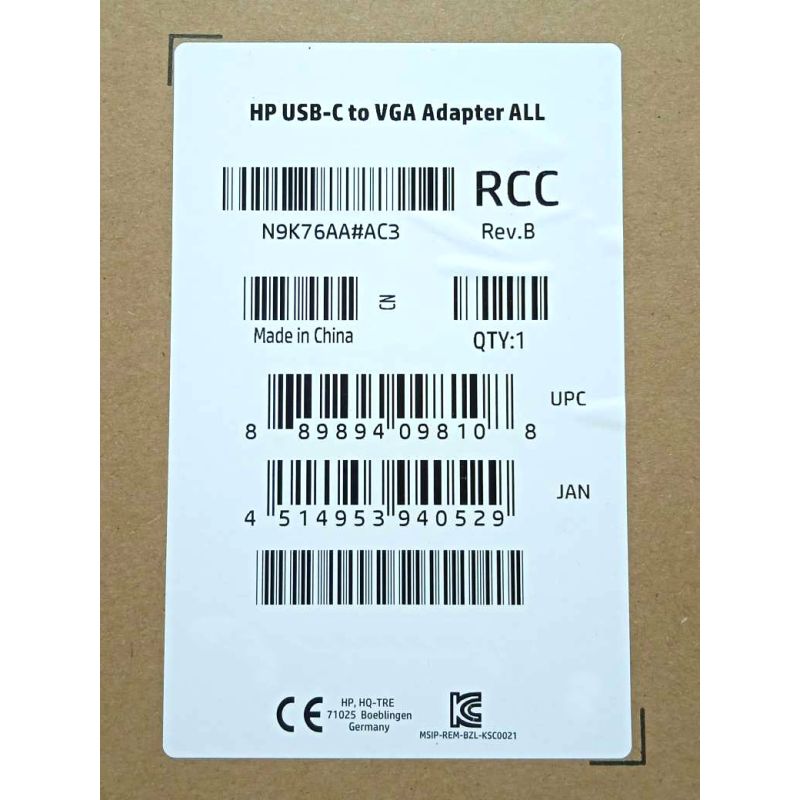 ADAPTER PRZEJŚCIÓWKA HP USB-C VGA D-SUB N9K76AA