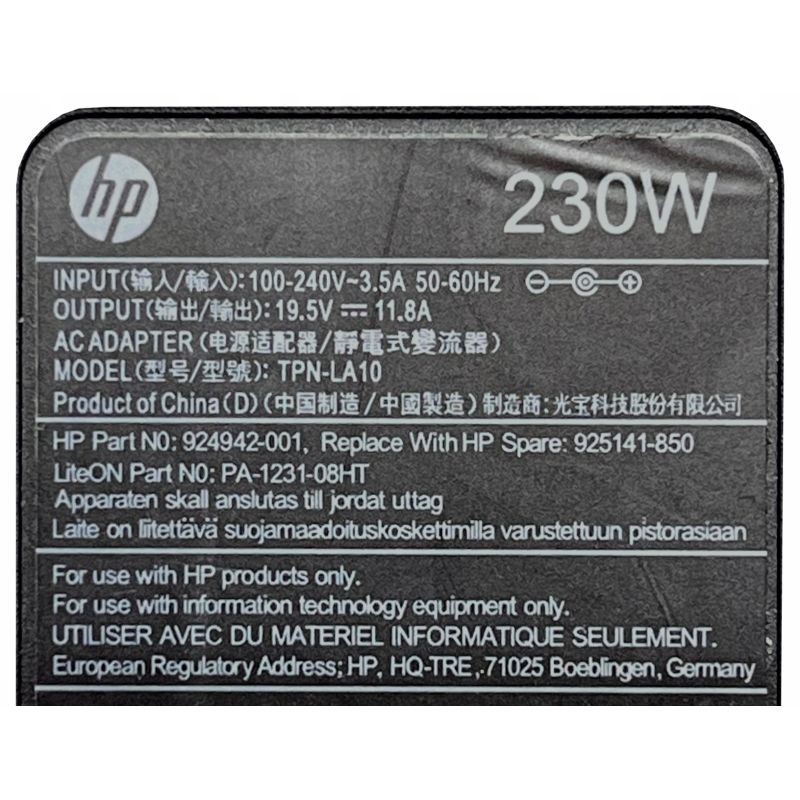 ZASILACZ ŁADOWARKA HP 230W 19.5V 11.8A ZBOOK PIN