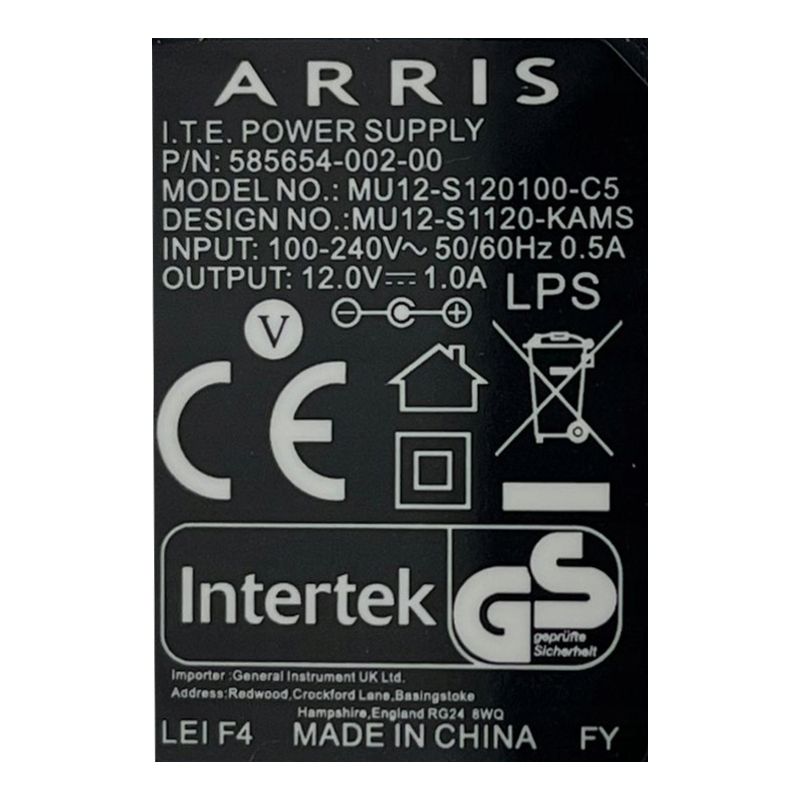 ZASILACZ ARRIS 12V 1A 12W 5.0mm x 3.3mm