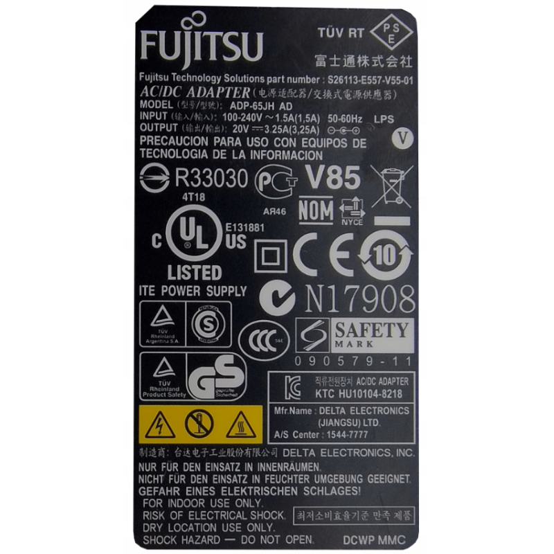 Zasilacz FUJITSU 20V 3.25A 5.5x2.5 65W