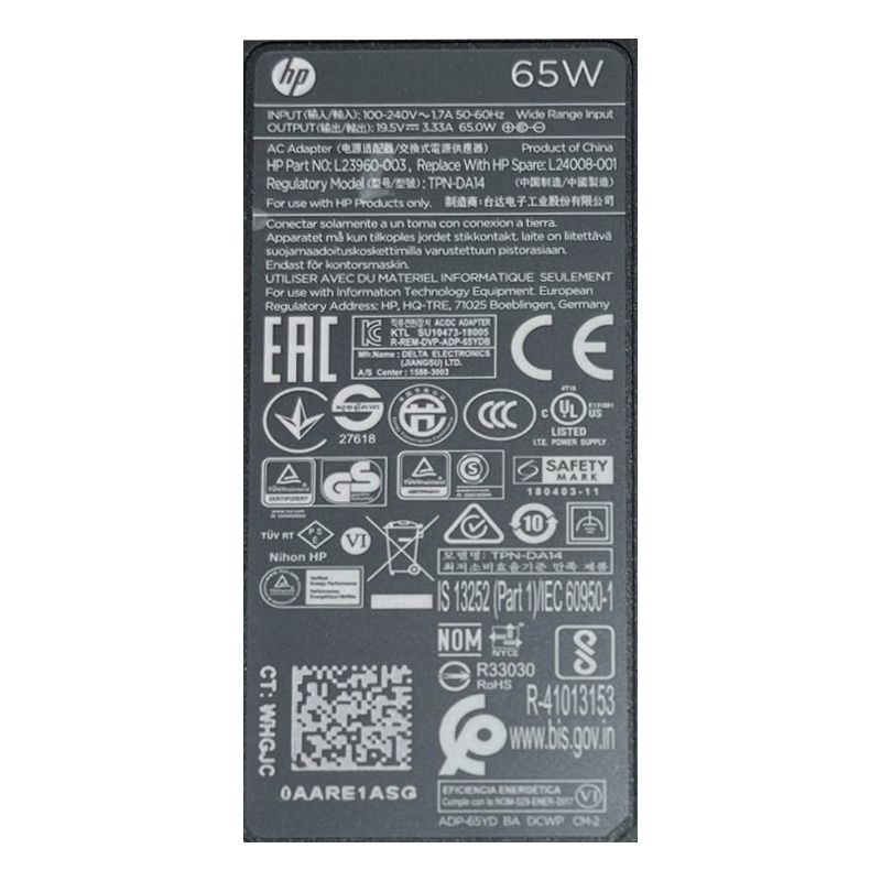 ZASILACZ HP SLIM 65W 19.5V 3.33A TPN-DA14 4.5x3.0