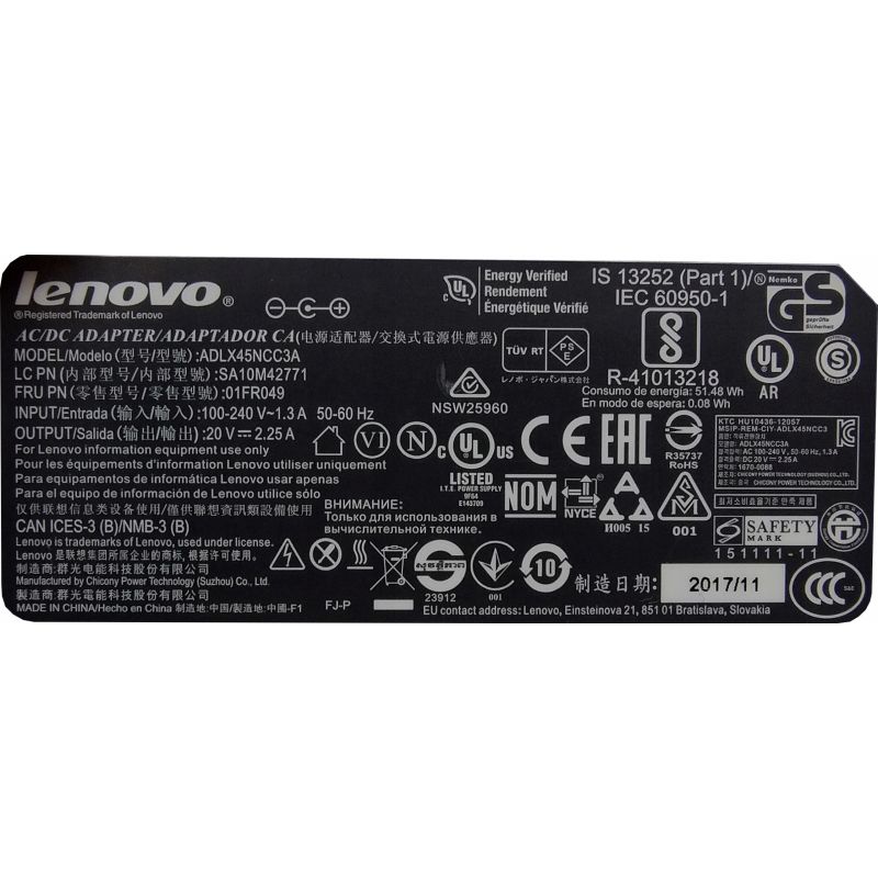 ZASILACZ LENOVO 45W 20V 2.25A 4.0/1.7