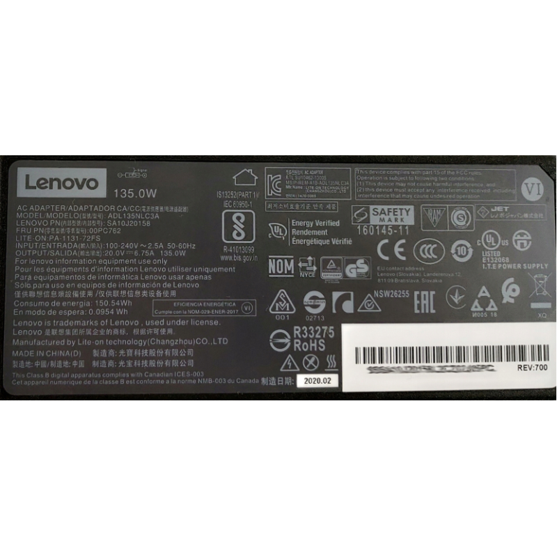 Zasilacz LENOVO 20V 6.75A SLIM TIP 135W