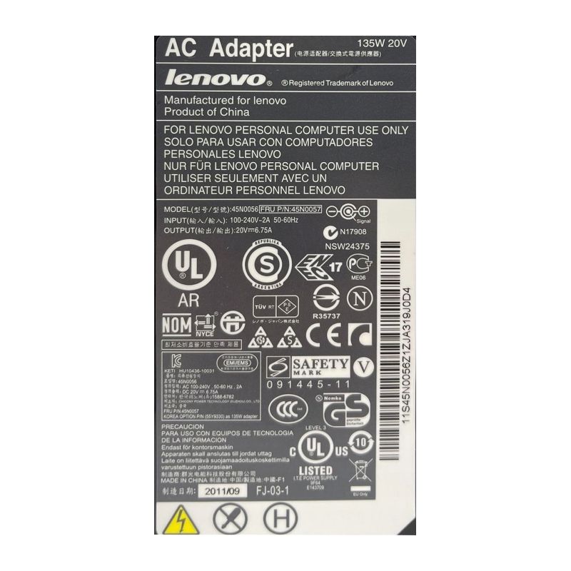 Zasilacz LENOVO 20V 6.75A PIN 7.9x5.5 135W