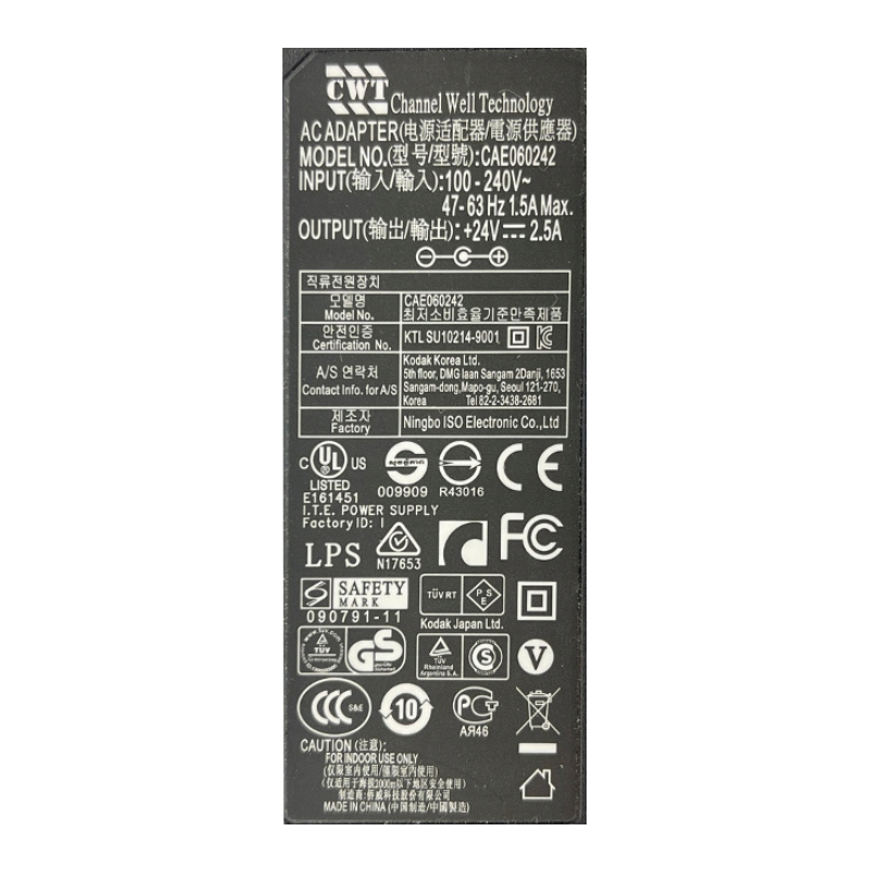 ZASILACZ CWT 24V 2.5A 60W DO TAŚM LED KAMER MONITORINGU CCTV 5.5x2.5mm