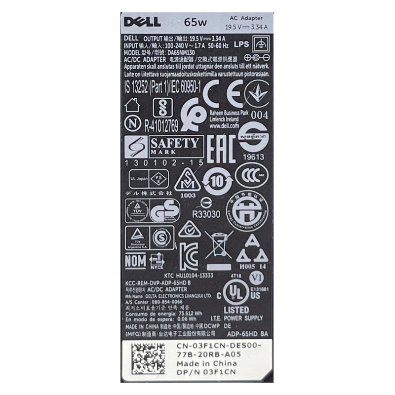 ORYGINALNY zasilacz DELL 65W 19.5V 3.34A 4.5x3.0