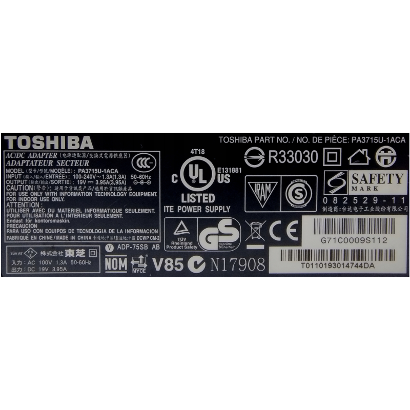 ZASILACZ TOSHIBA ADP-75SB BB 75W 19V 3,95A 5.5x2.5