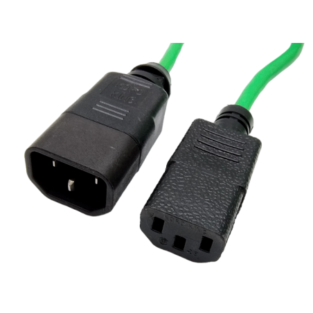 Kabel zasilający przedłużacz przedłużka 230V C13/C14 M/F 1,5-4m zielony