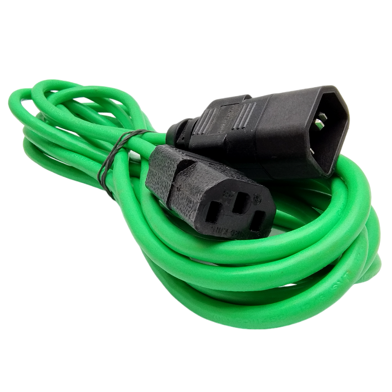 Kabel zasilający przedłużacz przedłużka 230V C13/C14 M/F 1,5-4m zielony