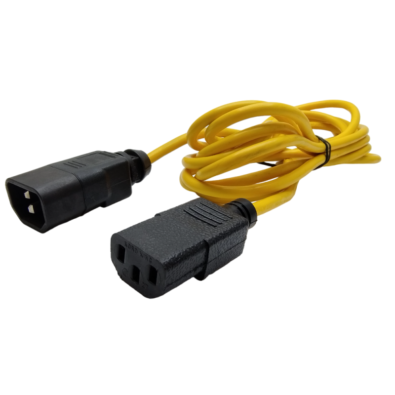 Kabel zasilający przedłużacz przedłużka 230V C13/C14 M/F 1,5-4m żółty