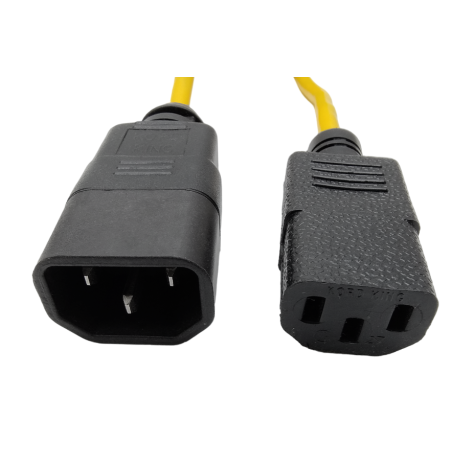 Kabel zasilający przedłużacz przedłużka 230V C13/C14 M/F 1,5-4m żółty