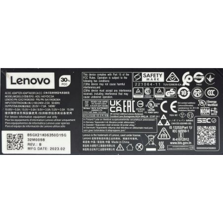 ORYGINALNY ZASILACZ LENOVO 140W 20V 7A ADL130YDC3A WTYK USB-C LEGION