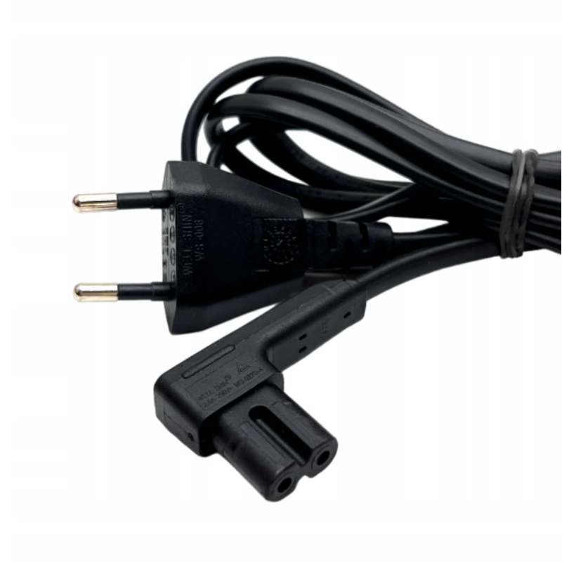 NOWY KABEL ZASILAJĄCY ÓSEMKA KĄTOWY 2PIN C7 1,8m CZARNY