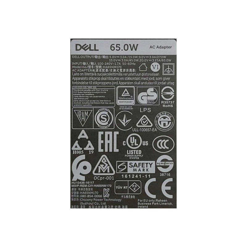 Zasilacz Dell 65W 20V 3,25A USB-C Typ C
