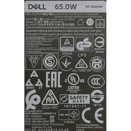 Zasilacz Dell 65W 20V 3,25A USB-C Typ C